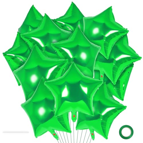 20 Pcs Star Balloons,18 Inch Green Star Foil Balloons,Stars Shaped Balloon Mylar Helium Balloon for Birthday Party Anniversary Wedding Baby Shower Decorations (Green) - color: 18inch-green