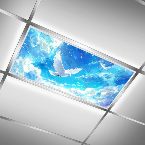 Fluorescent Light Covers for Classroom Ceiling Lights – 2x4ft Backlit Film for Fluorescent Fixtures, Reduce Glare and Eye Strain, Easy to Install – School, Office, Sensory -Clouds - color: Clouds（6）