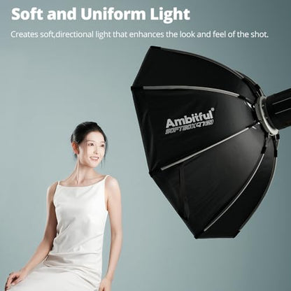 AMBITFUL 21.6" Softbox Quick Release with Bowens Mount & Speedlite Bracket for COB Lights, Flash for CB60/CB100, SL60/SL100, MS300/SK400, V1/V1PRO/V100, AD200PRO/II (21.6") - color: 21.6"