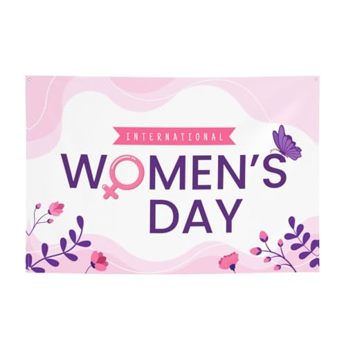 International Happy Women's Day March Backdrops 47 * 71 Inches Holiday Party Photography Background Indoor Outdoor Festival Photo Banner Booth Props Wall Decoration - color: Yellow
