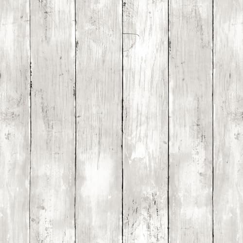 Peel and Stick Wallpaper 17.3" X 120" Vintage White Gray Wood Shiplap Wallpaper Peel and Stick Contact Paper Rustic Removable Self Adhesive Wood Wall Paper for Bedroom Bathroom Cabinets - color: White, size: 17.3" x 120"