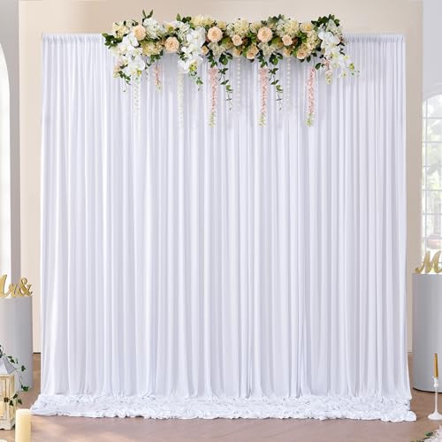 NSSONBEN 10x10 ft Wrinkle Free White Backdrop Curtains for Parties, Polyester Photo Backdrop Drapes 2 Panels 5x10ft for Wedding Birthday Party Photography Background Indoor Outdoor - color: White, size: 10ftx10ft