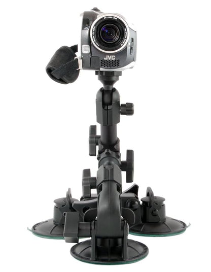 Delkin Devices Fat Gecko Triple Suction Camera Mount - Powerful Suction Cup Camera Mount for Car, Motorcycle, Desk, Window | Secure and Adjustable Action Camera Holder for Video Recording - style: Fat Gecko Triple