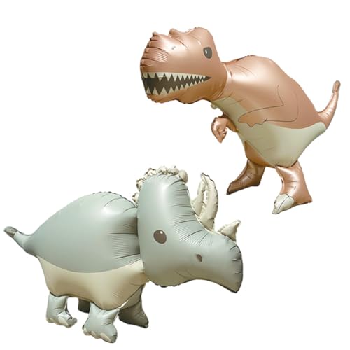Giant 3D Dinosaur Balloons Self Standing Cute Dinosaur Balloons Birthday Party Decorations Supplies - color: T-rex+triceratops