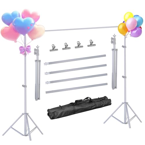 iMounTEK Backdrop Stand for Party, 6.5 * 9.84 ft Photographic Studio Photo Backgrounds Adjustable Photo Backdrop Stand Kits with a Carrying Bag Photo Backdrop Stand for Photography/Wedding(Silver) - color: Silver