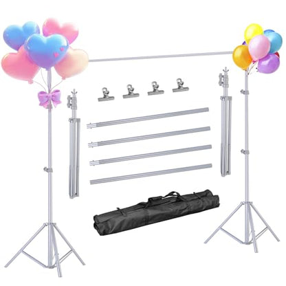 iMounTEK Backdrop Stand for Party, 6.5 * 9.84 ft Photographic Studio Photo Backgrounds Adjustable Photo Backdrop Stand Kits with a Carrying Bag Photo Backdrop Stand for Photography/Wedding(Silver) - color: Silver