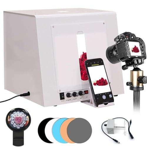 Photo Studio Light Box, Jewelry Photography Light Box with Turntable – Auto 360° Rotation, Hanging Bracket Included, 3000-5500k, 22000lux, CRI>92%, for Small Item Photography(TB20) - color: TB20