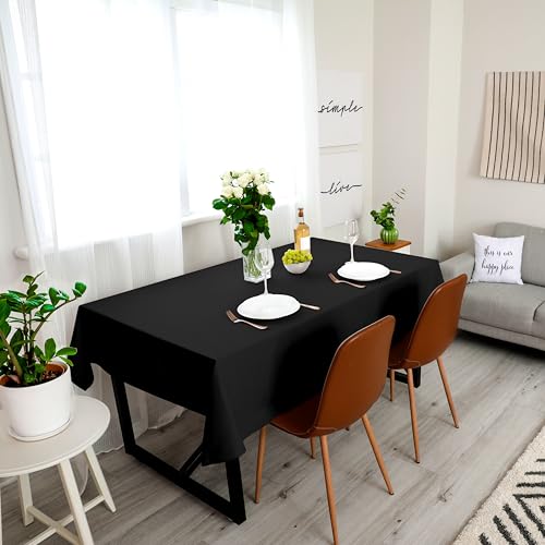 Utopia Kitchen Rectangle Table Cloth 1 Pack, Tablecloth Machine Washable, Polyester Table Cover for Dining, Buffet Parties, Picnics, Events, Weddings and Restaurants (90x132 Inches, Black) - color: Black, size: 1 Pack 90x132 Inch Tablecloth
