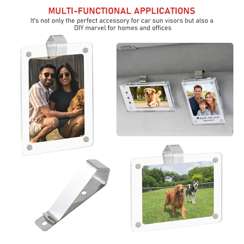 10-Pack Stainless Steel Clips, Duty Stainless Steel Mounting Kit for Sun Visor, DIY Photo Frame Holder for Car, Home & Office, Strong Hold for Custom Displays & Decor