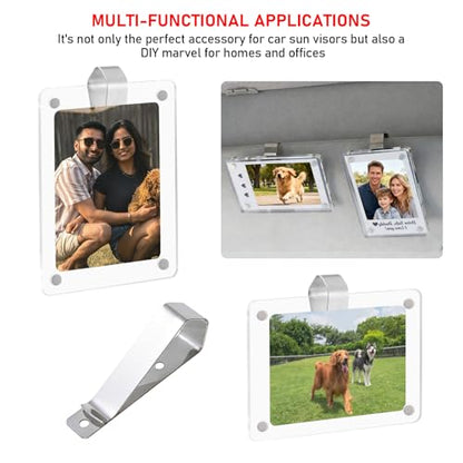 10-Pack Stainless Steel Clips, Duty Stainless Steel Mounting Kit for Sun Visor, DIY Photo Frame Holder for Car, Home & Office, Strong Hold for Custom Displays & Decor