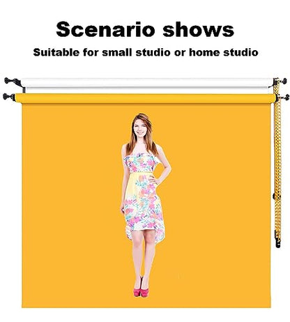 Photography Double Roller Wall Mounting Manual Background Support System, with 2 x Dual Purpose Double Hook, 4 x Expand Bar, 2 x Chain, Load Capacity: 22lb/10kg