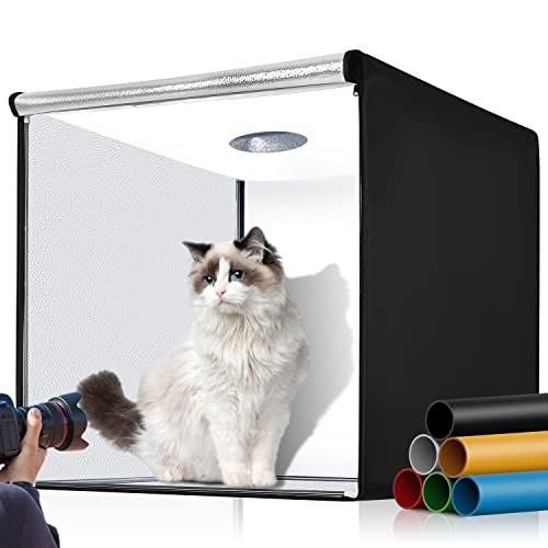 32"x32" Photo Studio Light Box Photography, Large Lightbox for Product with 3 Stepless Dimming Lights Panel, 210 LED Beads, Professional Photo Booth Shooting Tent Kit with 6 Color Backdrops - color: Black-32inch Studio Box