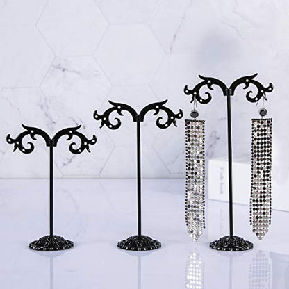 Black Earring Stand Detachable Metal Earring Display Storage Rack for Photography Jewelry Props Show Closet Retail Store Display 3 Pcs, Hook Shape