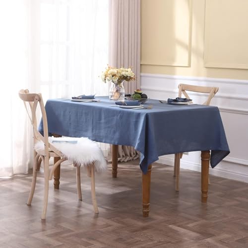 Simple&Opulence Textured Tablecloth 100% Linen Table Cloth, Kitchen Dinning Tabletop Decoration, for Outdoor and Indoor Use (Classic Blue, 60"×120") - color: Classic Blue, size: 60" x 120" (Rectangular)