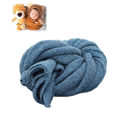 Newborn Photography Props Boys Girls Wrap Baby Photo Props Soft Knit Blanket Cloth (Blue) - color: Blue