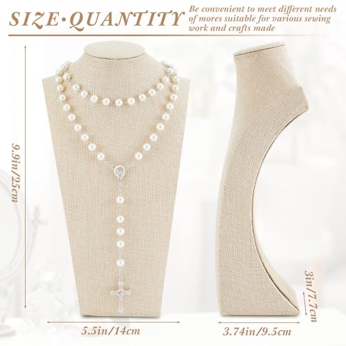 Kigley 3 Pcs Linen Jewelry Display Bust Necklace Display Stand Necklace Mannequin Holder for Jewelry Selling Trade Shows - size: 9.8 x 3.0 x 5.7 Inches