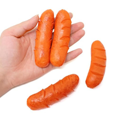 4PCS Funny Artificial Hot Dog Fake Lifelike Sausage Model Ornament Simulated Food Photography Props for Home Party Tabletop Decoration