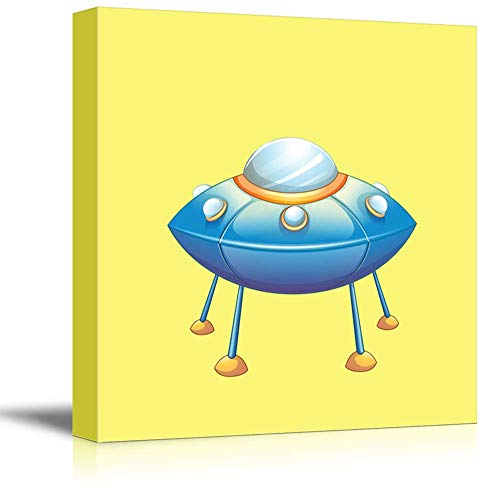 wall26 - Square Canvas Wall Art - UFO Spacecraft - Kid's Room/Nursery Wall Art Vibrant Color & Ready to Hang - 12x12 inches - color: Artwork - 06, size: 12"L x 12"W