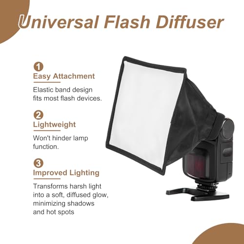 PATIKIL 7.5" x 9" Flash Diffuser Light SoftBox, Universal Collapsible Flash Diffuser with Storage Pouch for SB-5000 SB-700 SB-300 SB-900 SB-910 SB-600 SB-4, Black - size: 7.5" x 9"