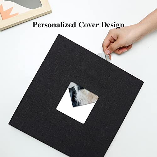 Vienrose Large Photo Album Self Adhesive for 4x6 8x10 Pictures Linen Scrapbook Album DIY 60 Blank Pages with A Metallic Pen - color: Black, size: 11"x10.6" 60Pages