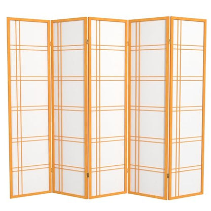 Red Lantern 6 ft. Tall Double Cross Shoji Screen - Honey - 5 Panels - color: Honey, size: 5 Panel