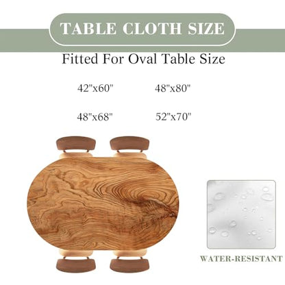 Wood Texture Background Fitted Oval Tablecloth, Waterproof Band Elastic Edge Table Cloth for Restaurant Banquets, Picnics, Tables Cover, Fits 48"x80" Oval TablesStyle 48 - color: Wood Texture -12, size: 80" x 48" (Oval)