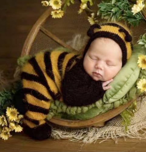 Newborn Baby Photography Props Outfits Cute Bear Hat Romper Set Infant Baby Boy Girl Photoshoot Props Costume ﻿ - color: Black