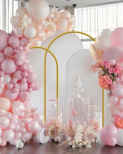 Metal Arch Backdrop Stand and Cover Set of 2 (7.2 ft/6 ft, White), Wedding Arch Backdrop Stand with White Cover for Party Birthday, Wedding, Bridal Shower, Baby Shower, Festival, Proposal, Anniversary - color: White, size: 6FT+7.2FT