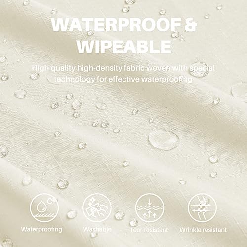 IVAPUPU Textured Linen Table Cloth for Rectangle Table - Ivory Tablecloths Rectangular Waterproof Wrinkle Free Wipeable Dining Cover for Spring Wedding Birthday Kitchen Decor, 60 x 120 Inch - color: Ivory, size: 120" x 60" (Rectangular)