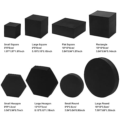 Ragyzity 8PCS Product Photography Photo Props, Geometric Cube Photo Props Set, Hard Foam Geometric Shapes, Stereo Hard Foam Decorative Backdrop for Goods, Crafts, Lipstick, Jewelry, Cosmetics, Black