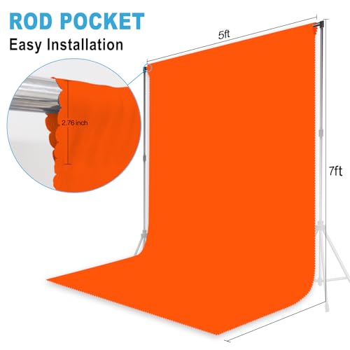 Orange Backdrop for Photoshoot, Professional Photo Backdrop Background Curtain for Product Photography，Portraits, Wedding, Party, Live Streaming Video Recording 5X7 FT (Background Only) - color: Orange, size: 5X7 FT