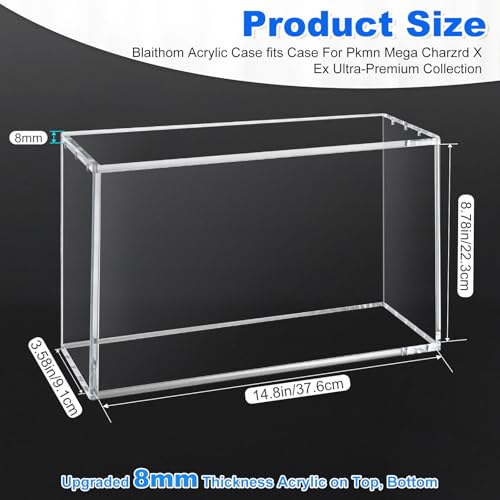 PKMN Charizard UPC Box Acrylic Case,Compatible with Mega Charizard X ex Ultra-Premium Collection UPC and 151 UPC,8+5mm Thick Stackable Acrylic Display Case,UPC Protector Case with Strong Magnetic Lid - size: Mega Charizard X ex UPC case