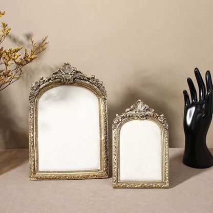 2pcs Gold Resin Jewelry Display Stand,Vintage Jewelry Holder Photo Frame Earring Holder,Velvet Necklace Tray Resin Jewelry Photography Props or Jewelry and Collectibles