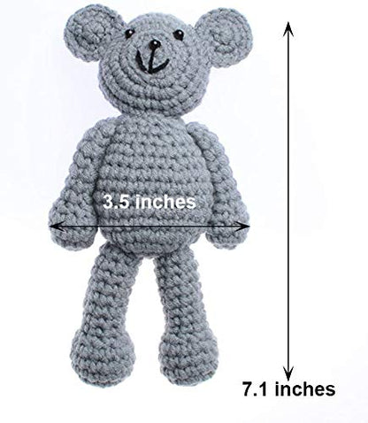 ECYC Newborn Baby Bear Hat Beanie with Bear Dolls Photography Accessories Grey - color: Grey