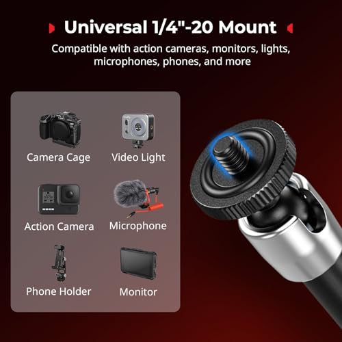 SmallRig Magic Arm Clamp w/ 1/4" Screw, Phone Mount for Magsafe & Magnetic Adapter Ring, 11 Inches Integrated Magic Arm for iPhone, for Android, for Action Cameras/LCD Monitor/LED Lights - 5604 - size: 11''+phone mount