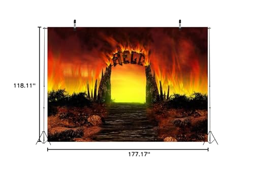 BELECO Hell Gate Photography Backdrop Fabric 15x10ft Hellfire Stairway to Hell Background Christian Religious Belief Church Event Party Decorations Backdrop Adult Artistic Portrait Photoshoot Props - size: 15x10FT