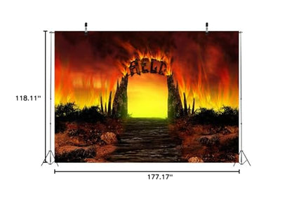 BELECO Hell Gate Photography Backdrop Fabric 15x10ft Hellfire Stairway to Hell Background Christian Religious Belief Church Event Party Decorations Backdrop Adult Artistic Portrait Photoshoot Props - size: 15x10FT