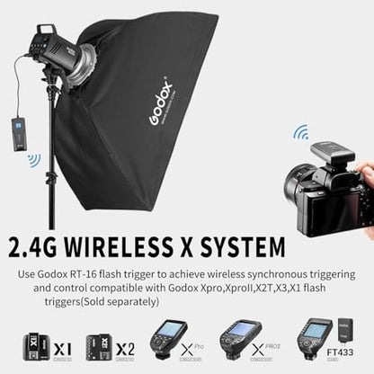 2pcs Godox MS300 Studio Flash Kit for Photography Lighting,600W Professional Bowens Mount Strobe Flash Monolight with Softbox,Trigger,Stands,Umbrellas,Reflectors for Photo Product Portrait Shooting