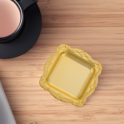 10pcs Small Square Baroque Plastic Dessert Plates for Wedding Bridal Shower Party Mini Cake Candy Tray for Fruit Snacks Display and Food Photography Props Easy-clean Serving Trays