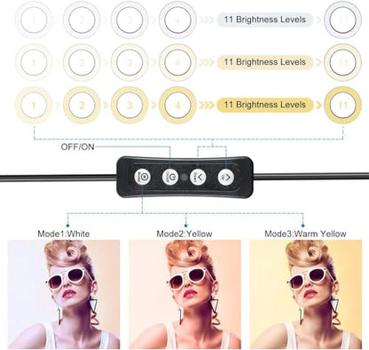 LED Ring Light 6" with Tripod Stand for Desk YouTube Video and Makeup, Mini Camera Light with Cell Phone Holder Desktop LED Lamp with 3 Light Modes & 11 Brightness Level (6 inch) - size: 6 inch with Tripod Stand