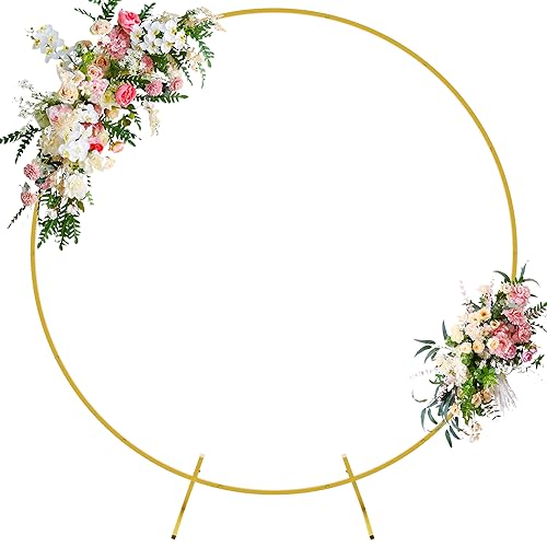 Wokceer Round Backdrop Stand 6FT Circle Balloon Arch Frame Circle Backdrop Stand Gold Round Arch for Wedding Birthday Party Bridal Shower Anniversary Event Ceremony Decoration - color: Gold, size: 6 Ft