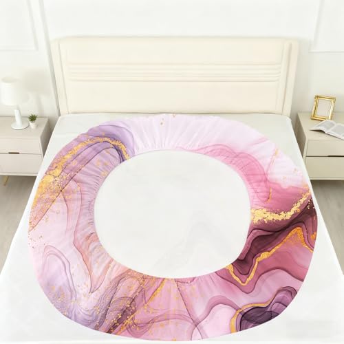 Pink Marble Sheets Set Twin for Girls Pink and Gold Marble Bedding Set Kids Aesthetic Bed Set with 1 Fitted Sheet 1 Flat Sheet and 1 Pillowcase - color: Marble Pink-a, size: Twin