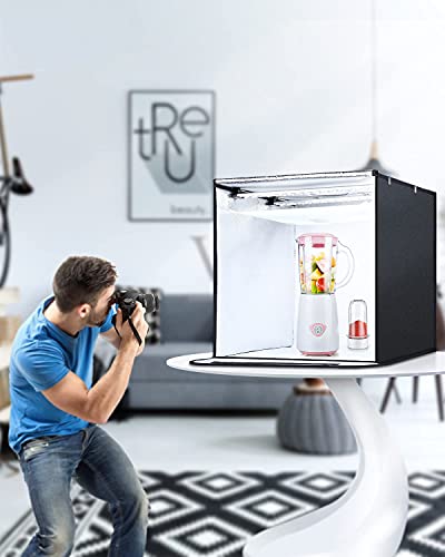 Yesker Photo Light Box, 24x24x24 inch Portable Lighting Tent Kit Brightness Adjustable Studio Photography Booth with 126 Large LED Lights CRI95+ with 4 Background for Large Items Shooting - size: 24x24x24 Inch