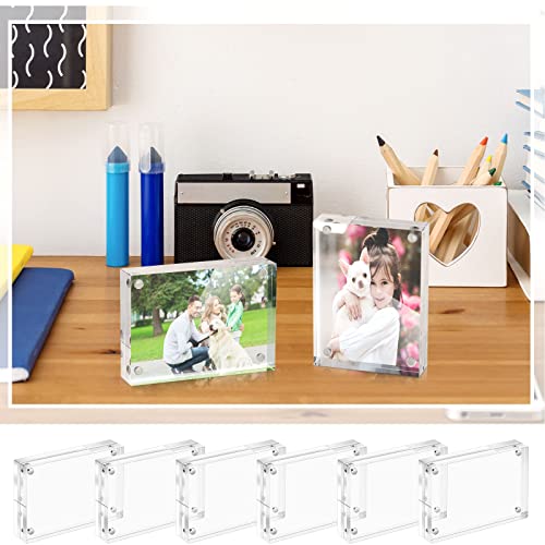 Xuhal Acrylic Business Card Frame 2.5 x 3.5 inch Clear Double Sided Magnetic Photo Block Frames, 20mm Thickness Frameless Wallet Size Picture Frames Stamp Display Stand for Home Office Decor(30 Pcs)