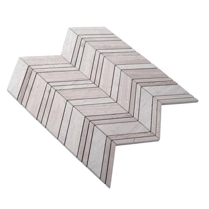 4 x 5 Wooden Gray Textured Chevron Marble Mosaic Sample Tile Having 1 sqft Coverage - color: Wooden Gray, size: Sample Swatch (4 x 5 in)
