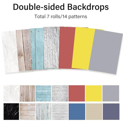 7Pcs 14Patterns Table Photo Backdrop Board Small Product Photography Suitable for Food,Jewelry,Cosmetics(Small Size 16.5x11.5in)