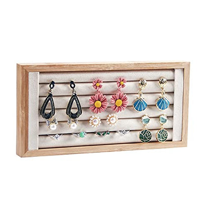 Bamboo Ring Holder,Ring Display Stand,Jewelry Organizer Stand for Rings Earrings Selling（Beige） - color: Beige
