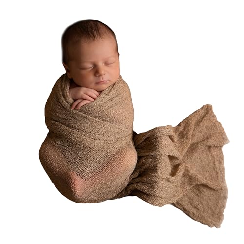 D&J DON&JUDY Long Newborn Ripple Wrap Photography Props Stretch Wrap Baby Shoot Posing Costume Outfit Knitted Camel Professional Poser …