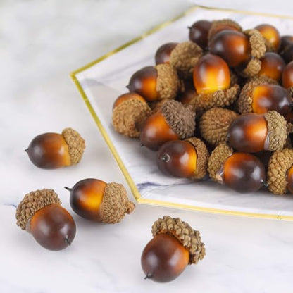 50 Pieces Small Artificial Acorns Mini Crafting Acorns Decorative Fall Acorns Fake Fruit Props Photography Fruit Model Fall Harvest Table Decorations
