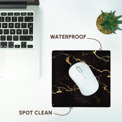 3dRose Image of Black and Yellow Marble Texture, Faux Stone Backdrop - Mouse Pads (mp_354036_1)
